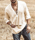 Men's Shirt – Relaxed Fit – Soft Breathable Material – 3/4 Sleeves – Lace Closure
