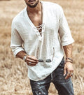 Men's Shirt – Relaxed Fit – Soft Breathable Material – 3/4 Sleeves – Lace Closure