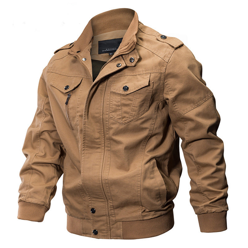 Casual Stand Collar - Button Cuff - Zipper Front Bomber Jacket