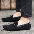 Men's Shoes Loafers - Breathable Textile - Slip-on Comfort - Metal Buckle - Rubber Sole