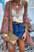 Women's Kimono Cardigan - Light and Airy - Bohemian Pattern - Flowy Wide Sleeves