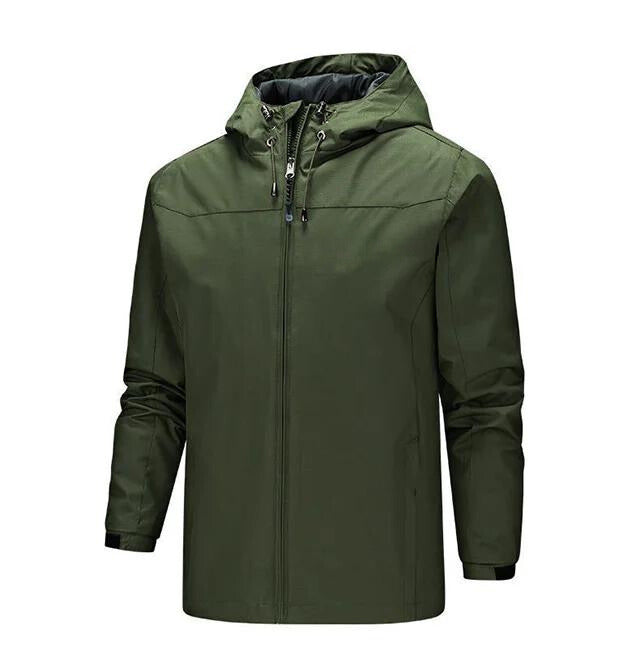 Water-Resistant Sealed Seams Hooded Rain Jacket