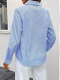 Women's Shirt - Striped - Button Closure - Classic Collar - Long Sleeved - Slim Fit