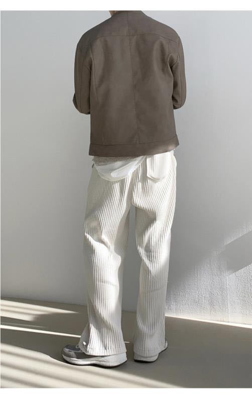 Ribbed Knit Relaxed Fit Full Length Pants
