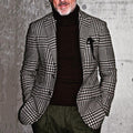 Men's Blazer – Slim Fit – Wool Blend – Houndstooth Pattern – Single Breasted