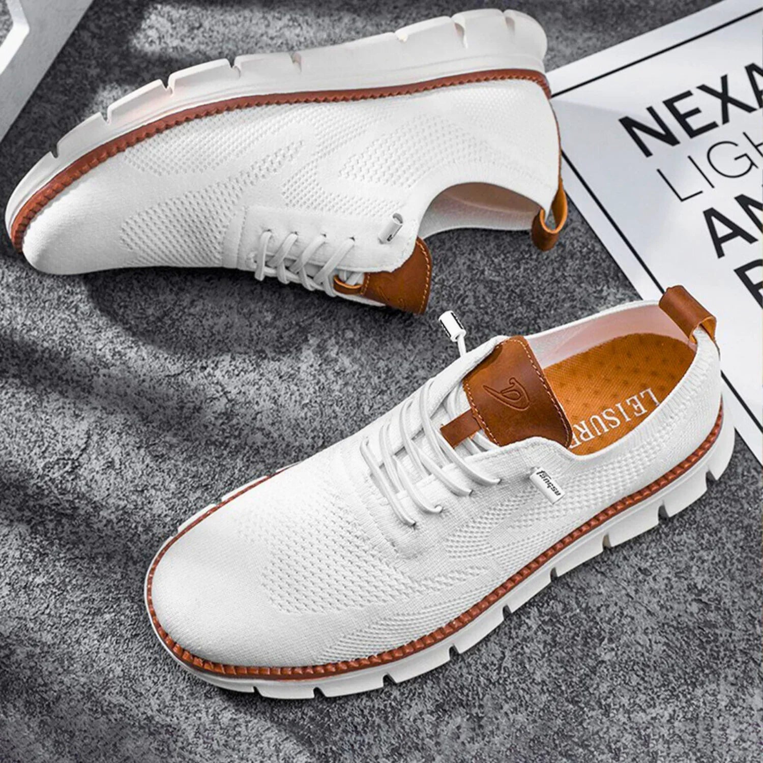 Men's Sneakers – Breathable Knit – Flexible Lightweight Sole – Lace Closure