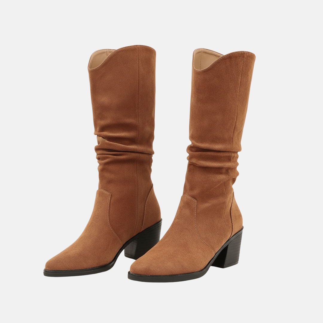 Suede-Like Slouchy Mid-Calf Pointed Toe Boots