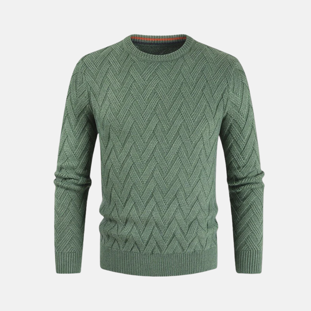 Wool Chevron Knit Crew Neck Sweater