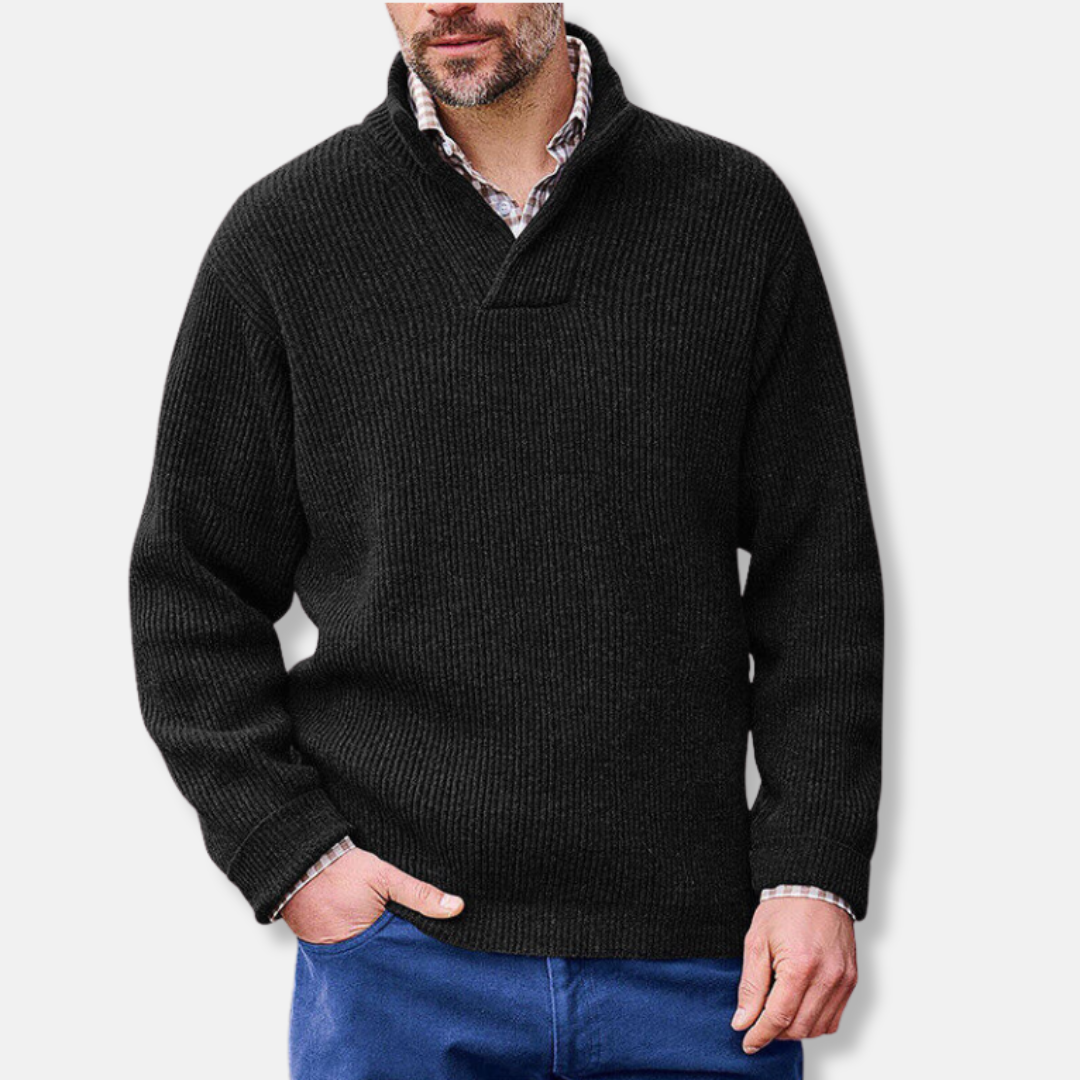 Cotton Blend Loose Fit Stand Collar Sweatshirt