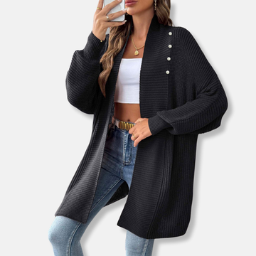 Acrylic Knit Longline Shawl Collar Cardigan