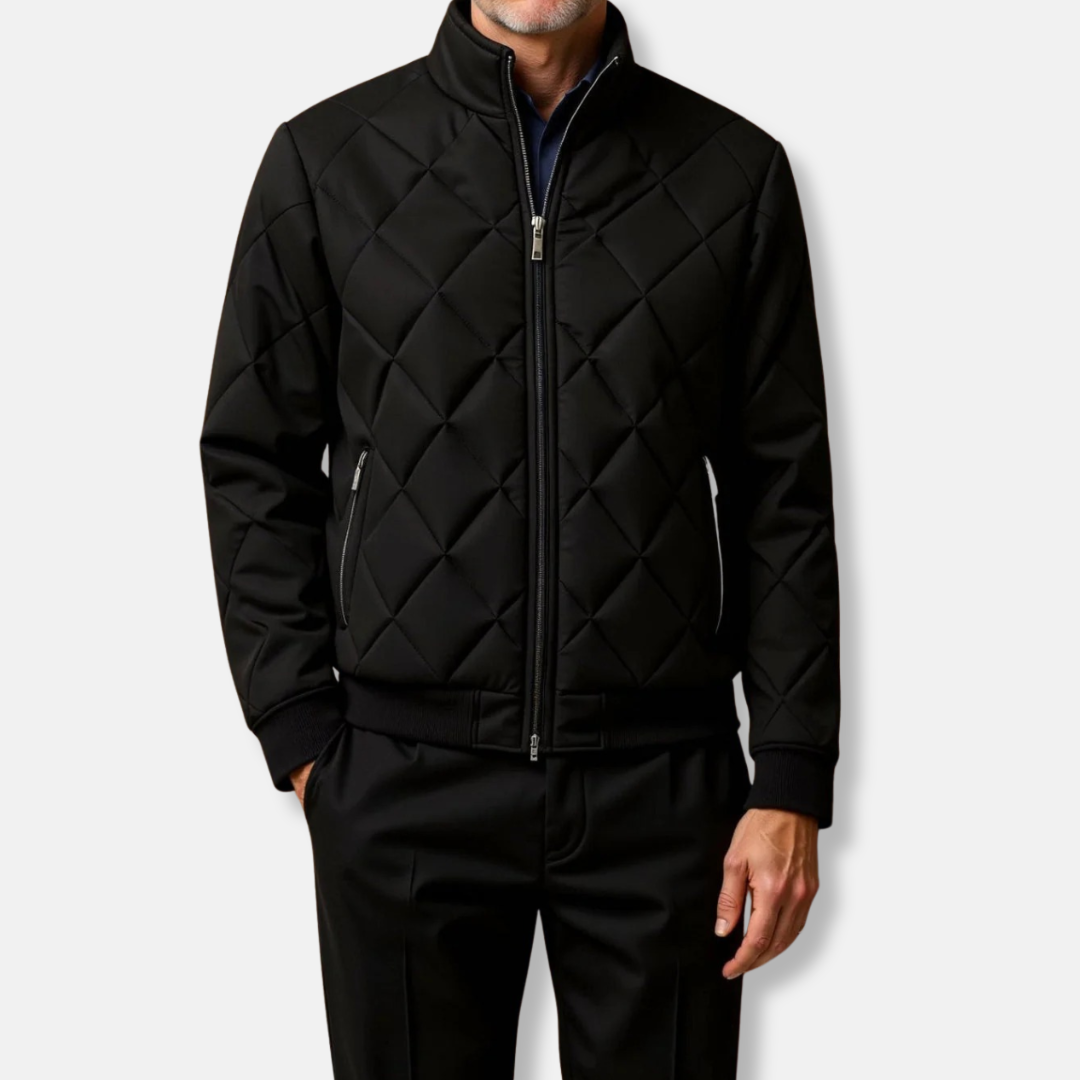 Quilted Stand-Up Collar Bomber Jacket