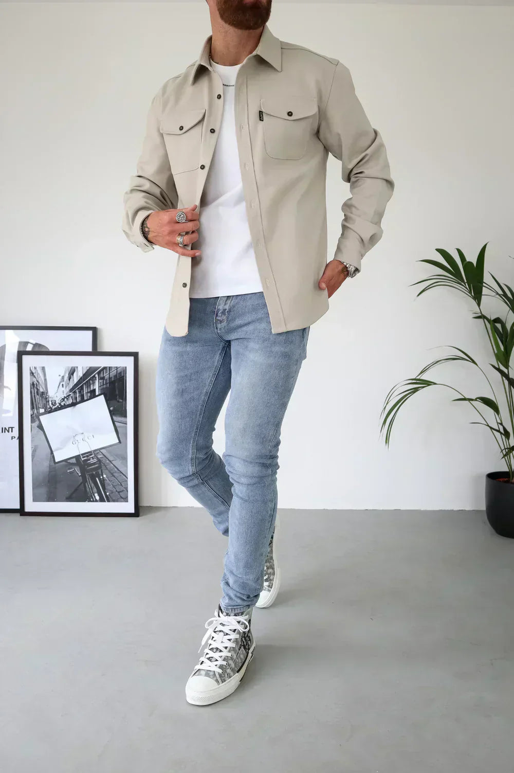 Men's Overshirt - Cotton - Relaxed Fit - Long-Sleeved with Buttons