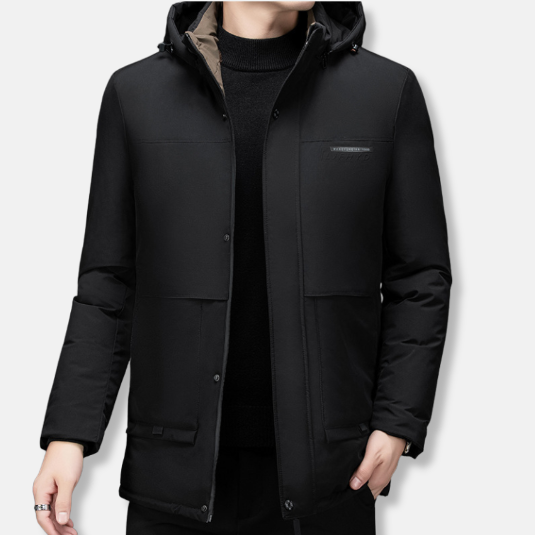 Weatherproof Insulated Hooded Mid-Length Coat