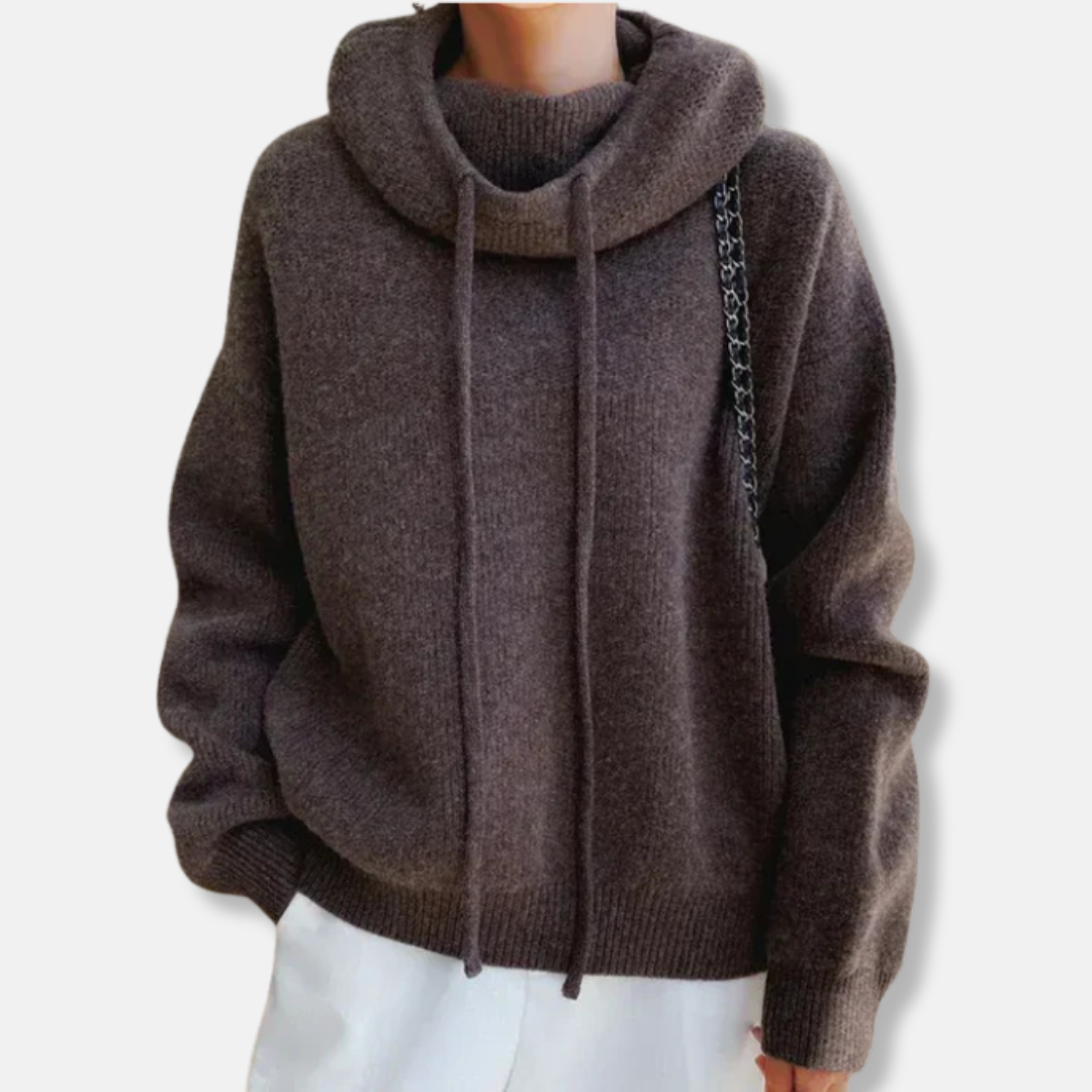 Oversized Cowl Neck Soft Knit Sweatshirt