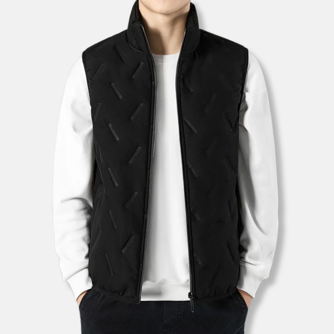 Insulated Quilted Chevron Stand Collar Vest