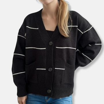 Medium-Weight Knit Loose Fit V-Neck Cardigan