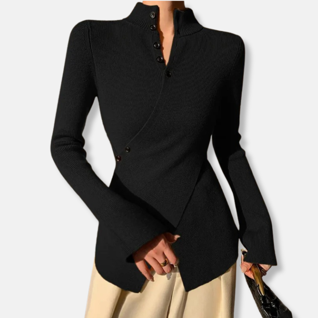 Asymmetric Hem Slim Fit Knit Sweater