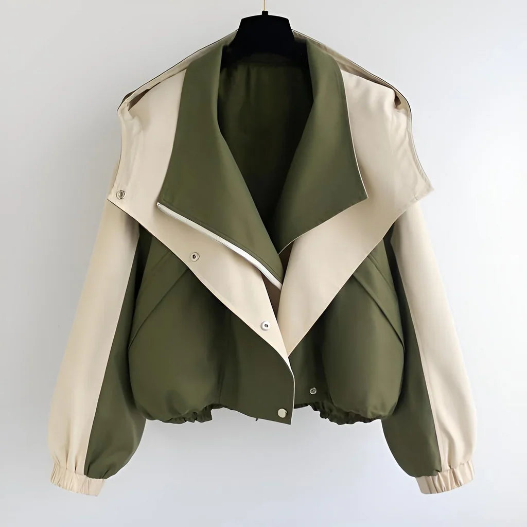 Oversized Two-Tone Blouson Short Jacket