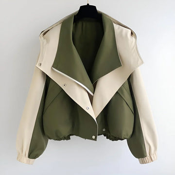 Oversized Two-Tone Blouson Short Jacket