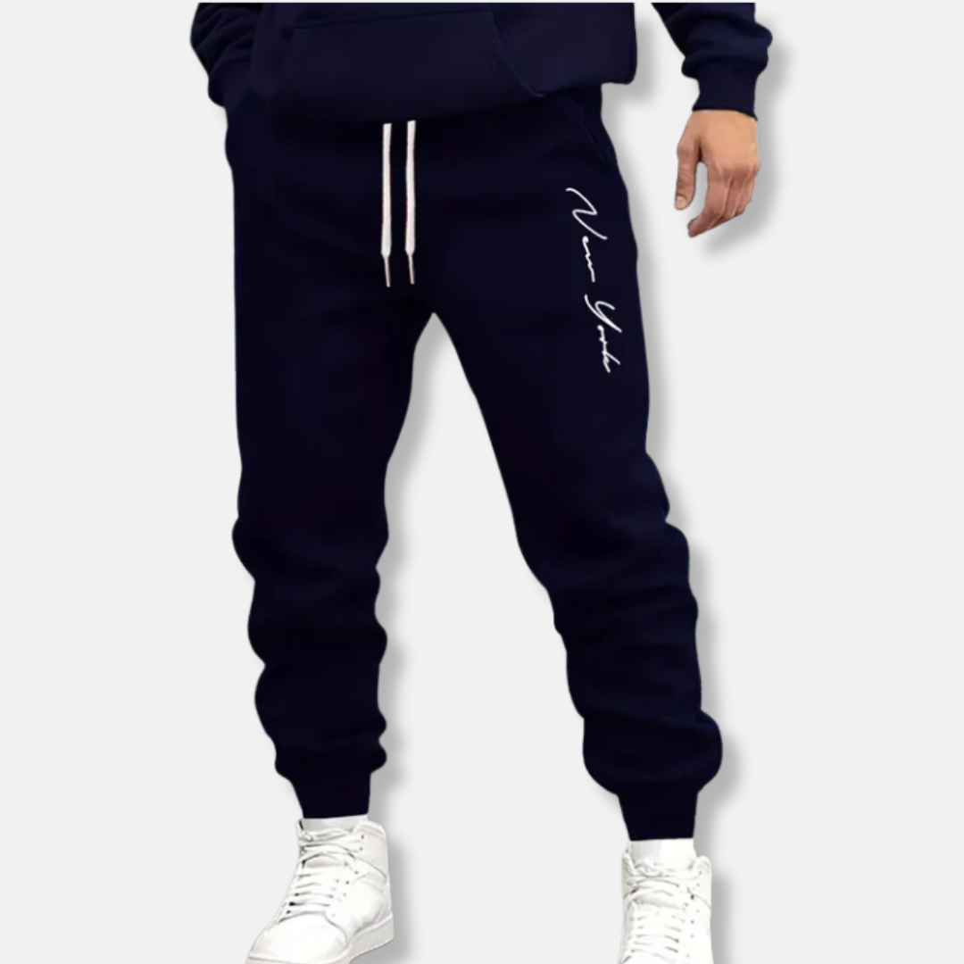 Cotton Blend Elastic Waist Jogger Pants