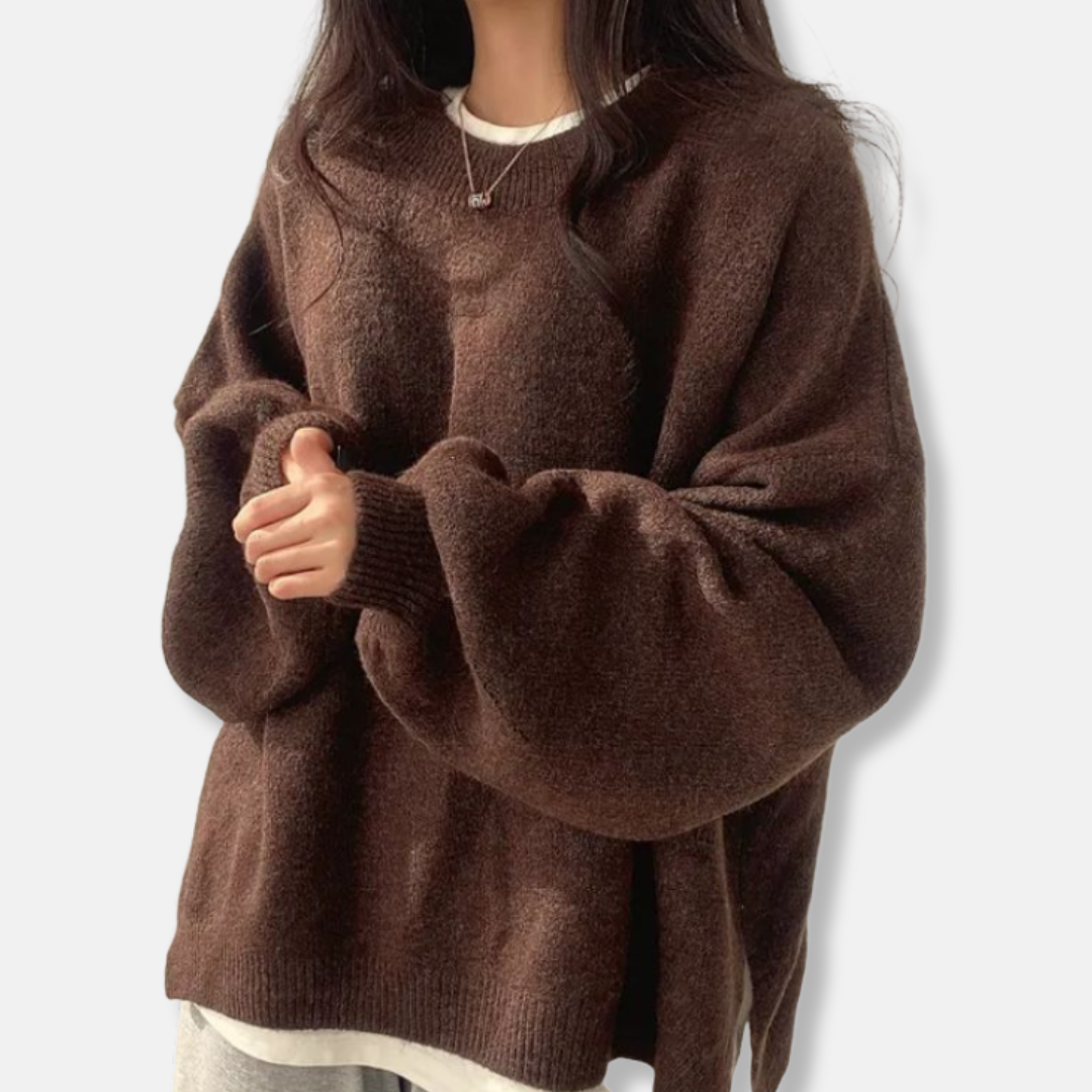 Oversized Balloon Sleeve Knit Blend Sweater