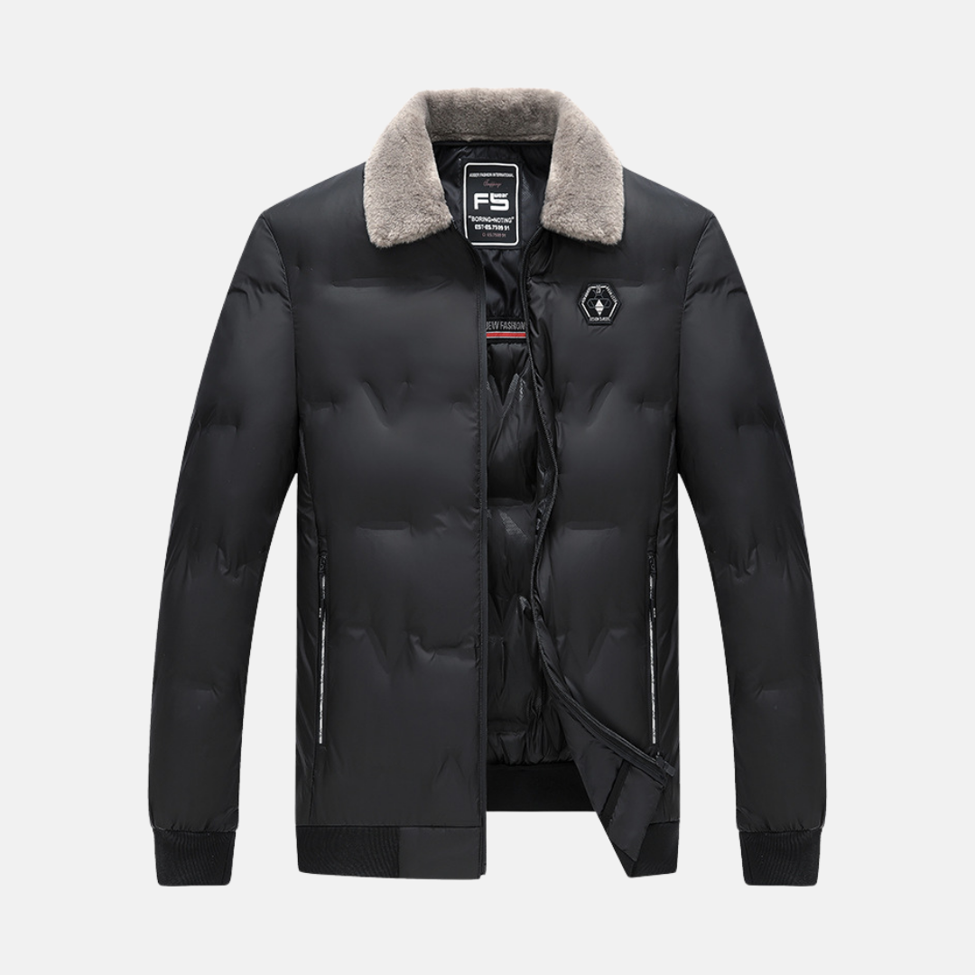 Cotton-Padded Faux Fur Collar Bomber Coat
