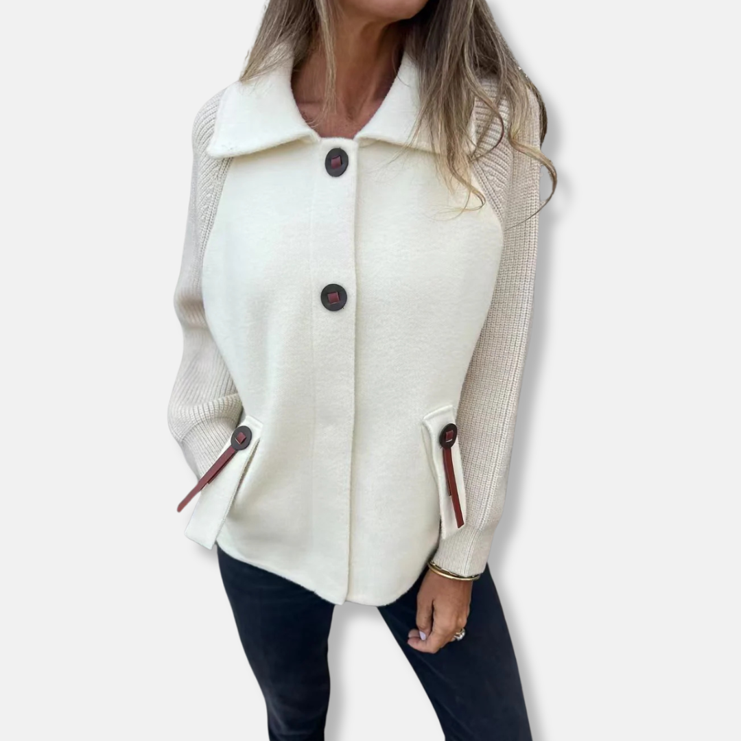 Textured Knit Sleeve Relaxed Fit Jacket