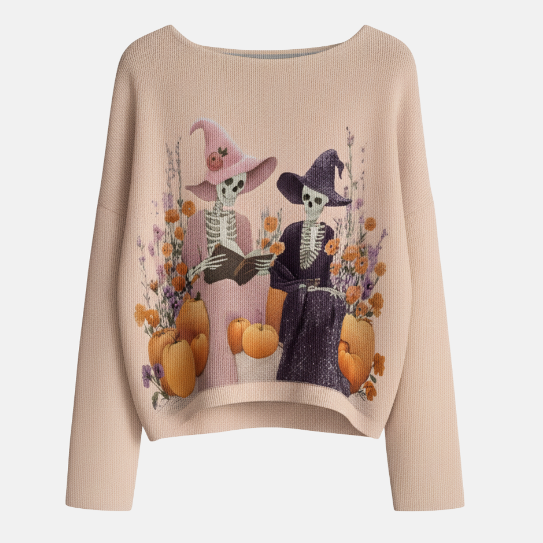 Relaxed Fit Knit Graphic Print Sweatshirt