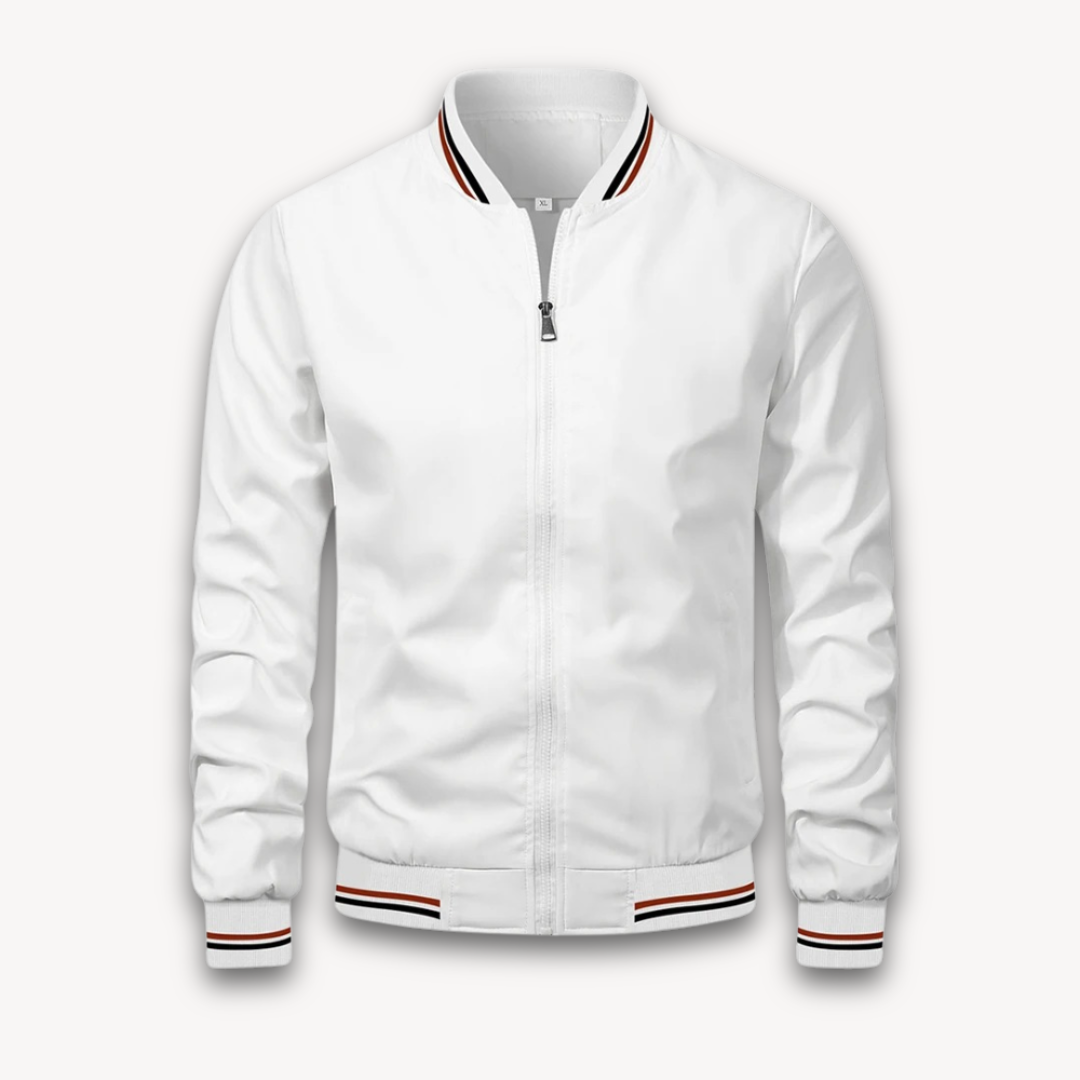 Lightweight Striped Relaxed Bomber Jacket