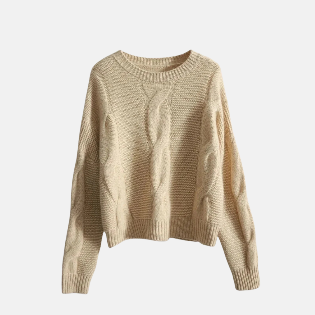 Cable Knit Blend Crew Neck Sweater