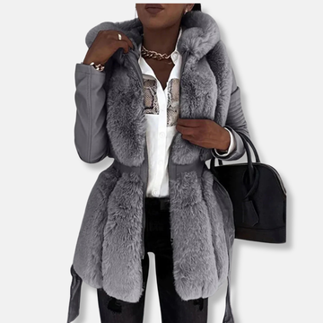 Faux Fur Belted Tailored Fit Coat