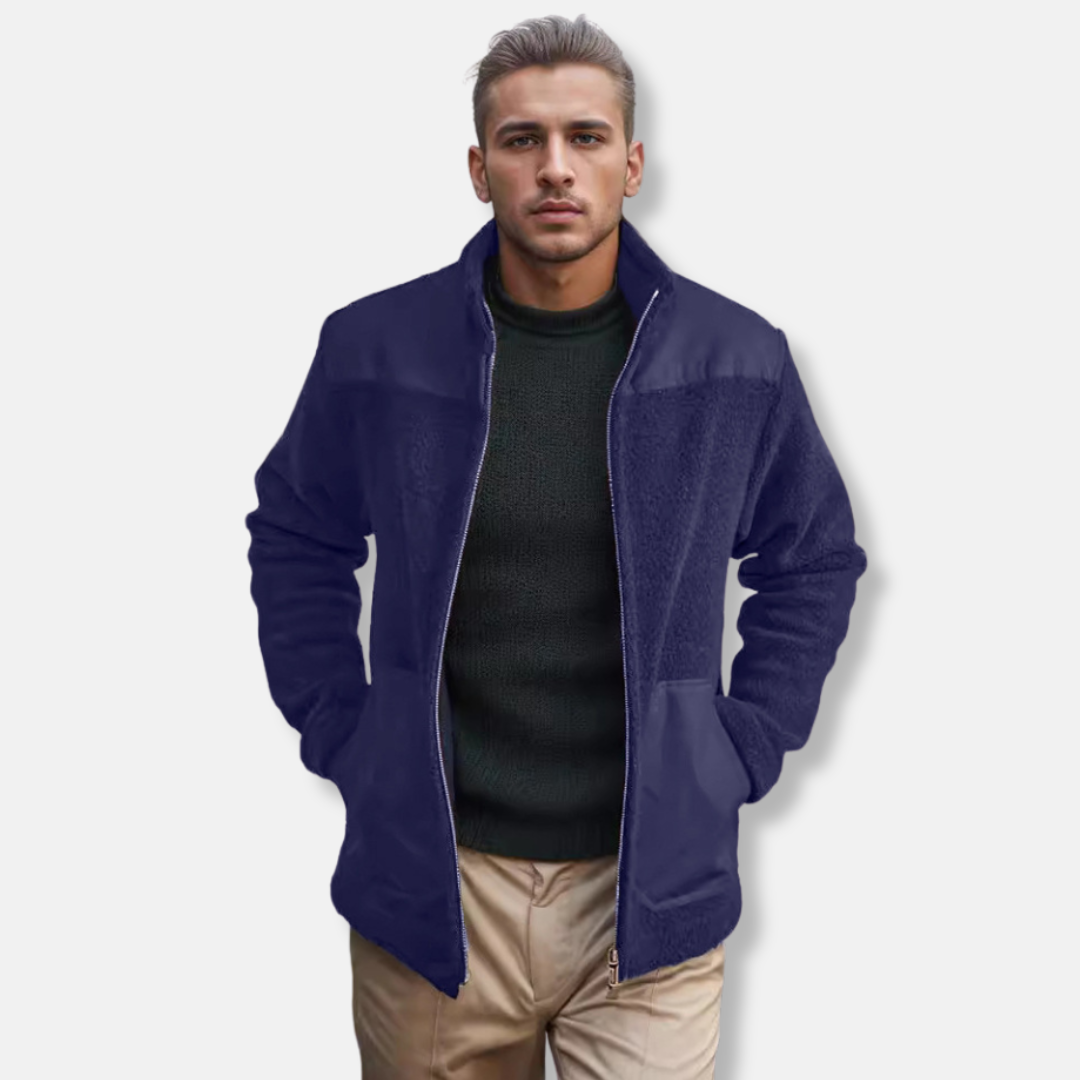 Polar Fleece Stand Collar Regular Fit Coat