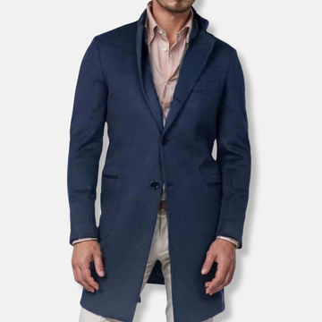 Tailored Structured Wool Blend Overcoat