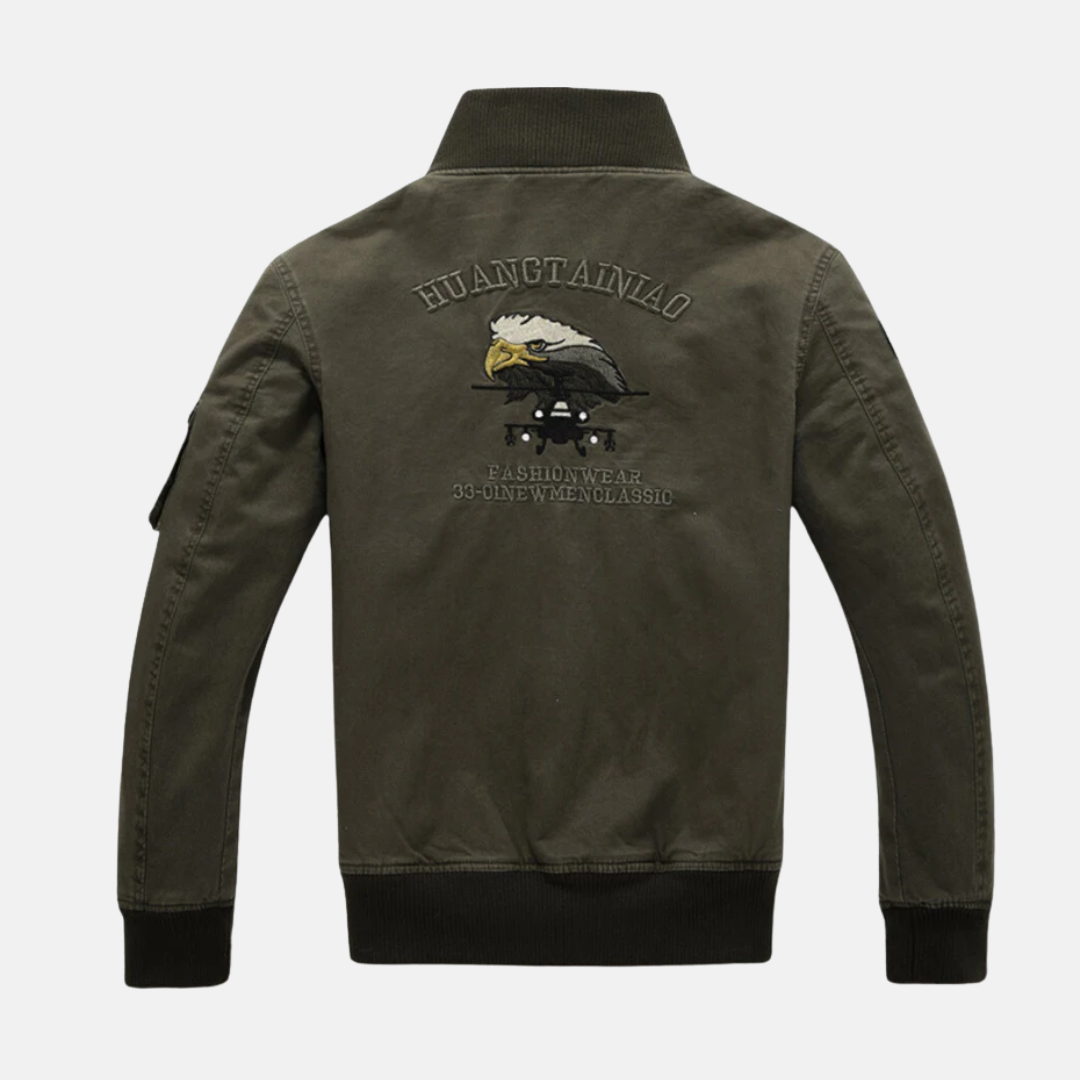 Plush Lined Embroidered Slim Fit Bomber Jacket