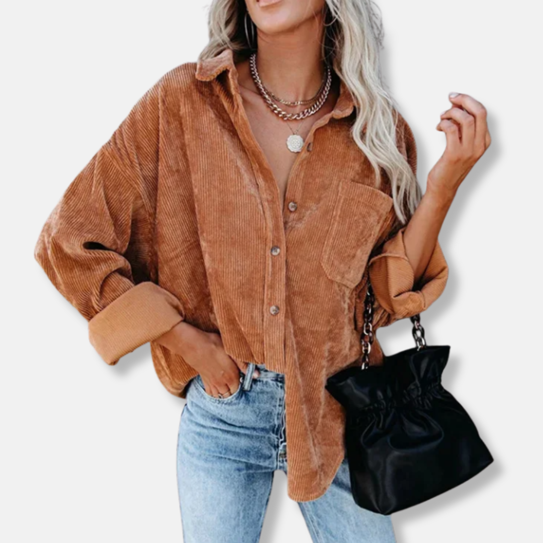 Corduroy Oversized Fit Long Sleeve Shirt