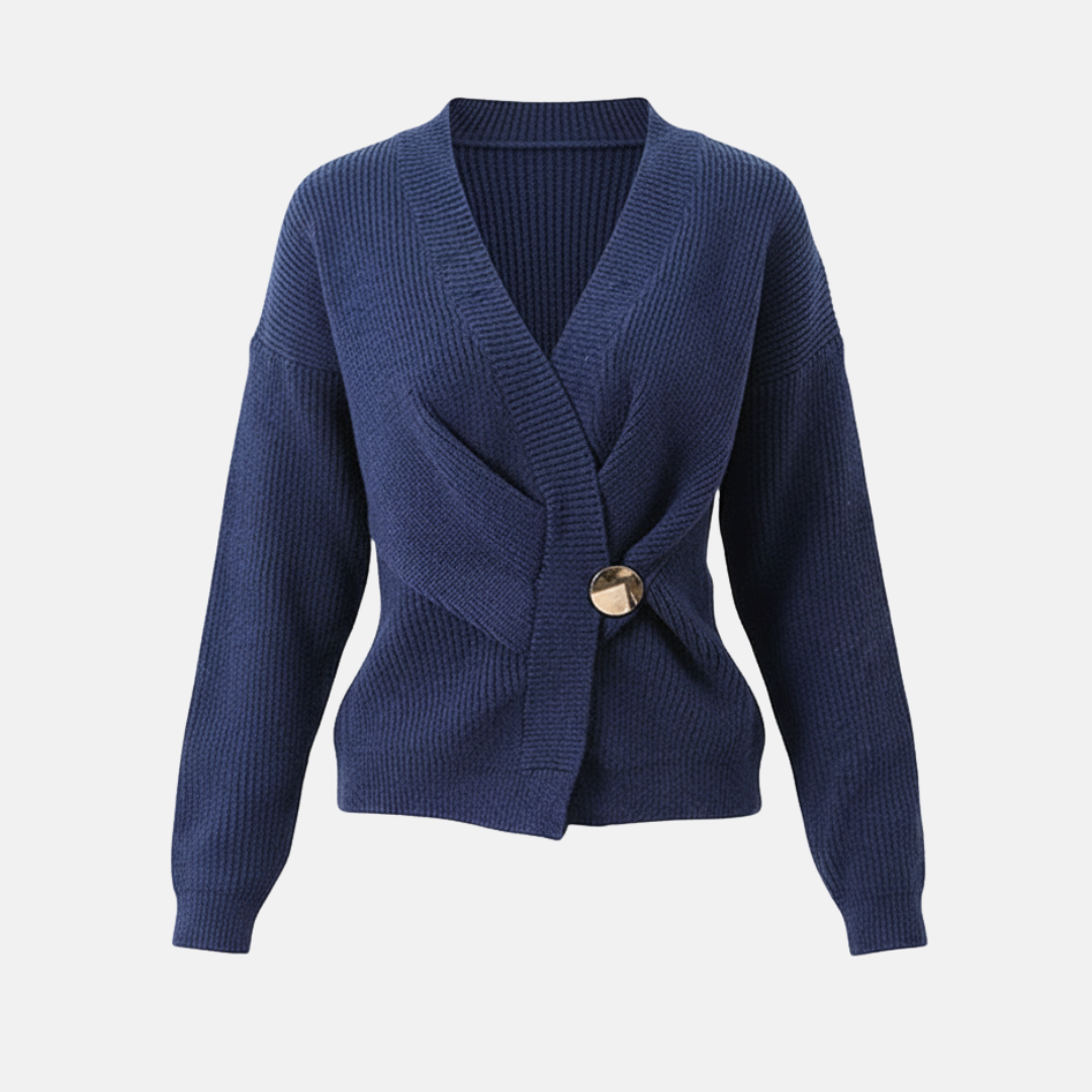 Asymmetrical Hem Ribbed Knit Wrap Sweater Top