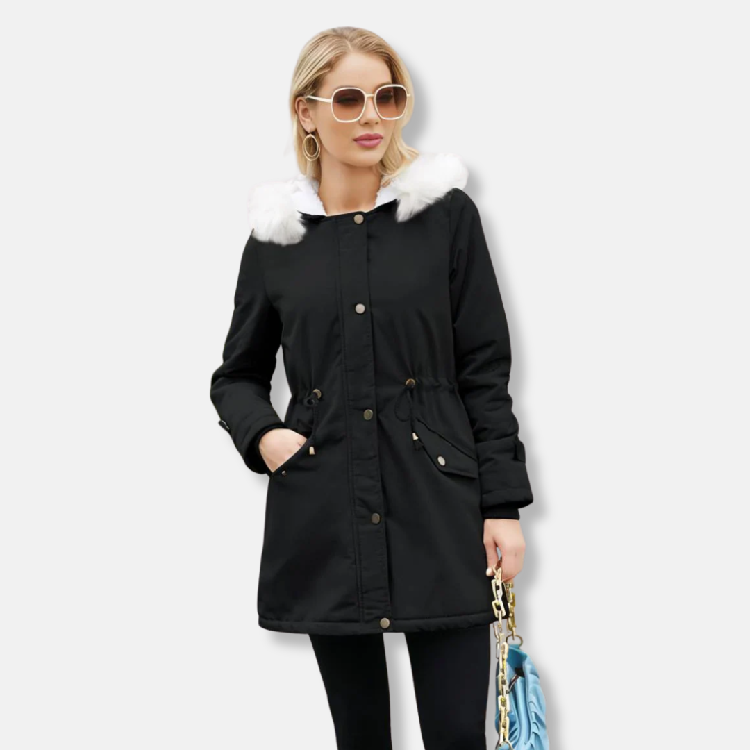 Smooth Woven Detachable Faux Fur Parka Jacket