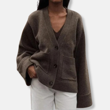 Oversized Knitted Ribbed Trim Cardigan