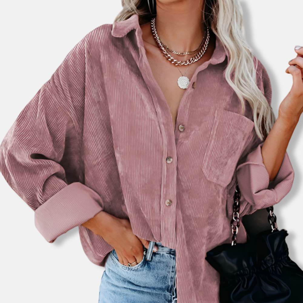 Corduroy Oversized Button-Up Shirt