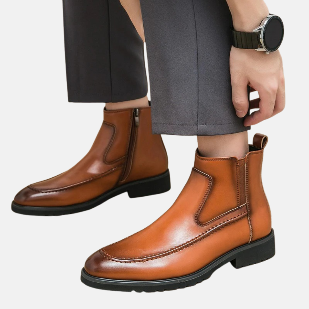 Leather Split Toe Ankle Boots