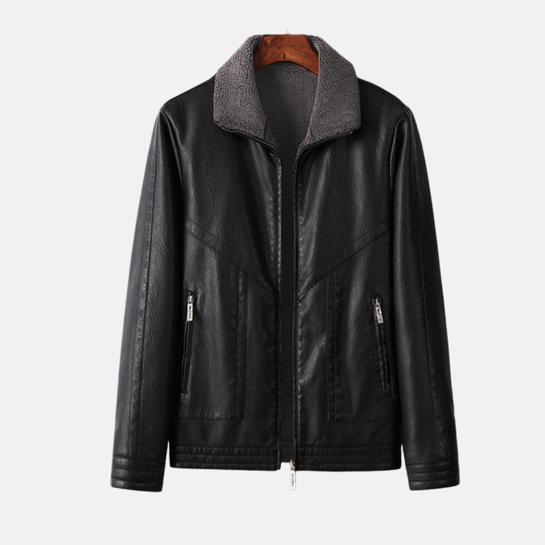 Reversible Faux Leather Fleece Lined Jacket