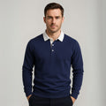 Men's Polo Sweater – Regular Fit – Long-Sleeved – Soft Knitted Natural Fiber