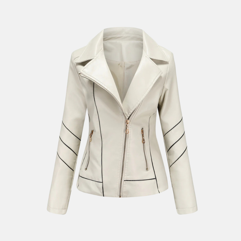 Asymmetrical Zip Quilted Sleeve Motorcycle Jacket