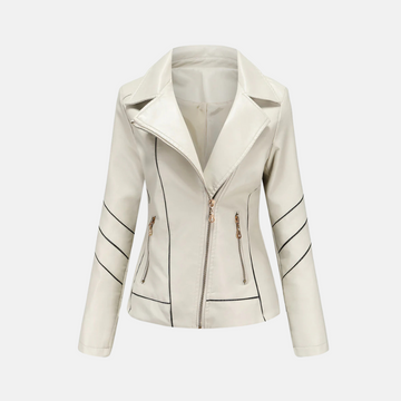 Asymmetrical Zip Quilted Sleeve Motorcycle Jacket
