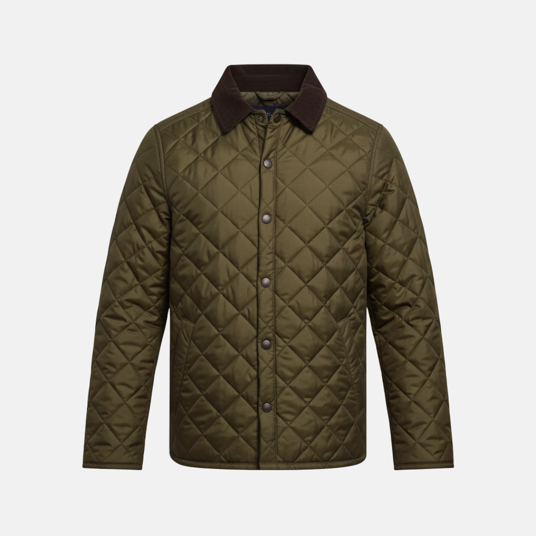 Corduroy Collar Diamond Quilted Jacket
