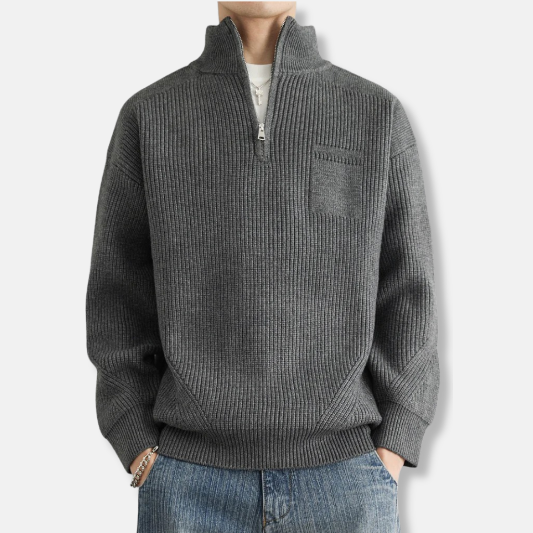 Cotton Blend Relaxed Fit Quarter-Zip Sweatshirt
