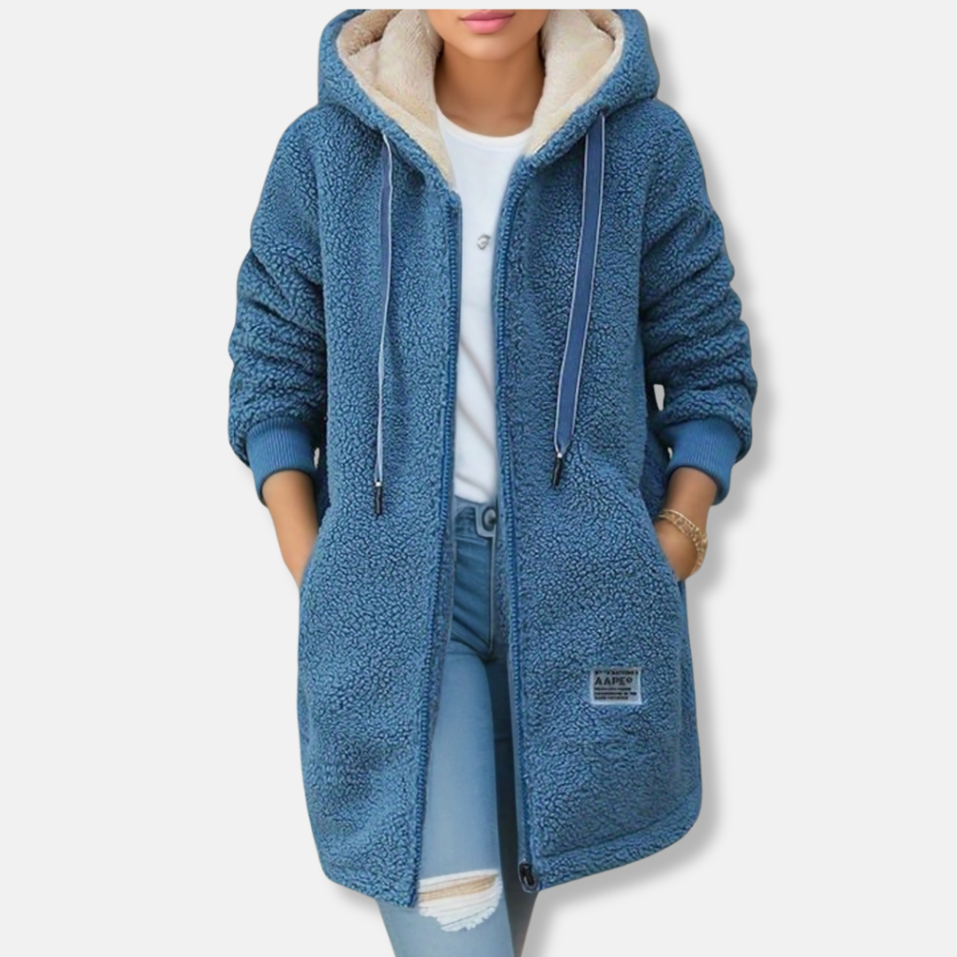 Plush Lambskin Oversized Hooded Jacket