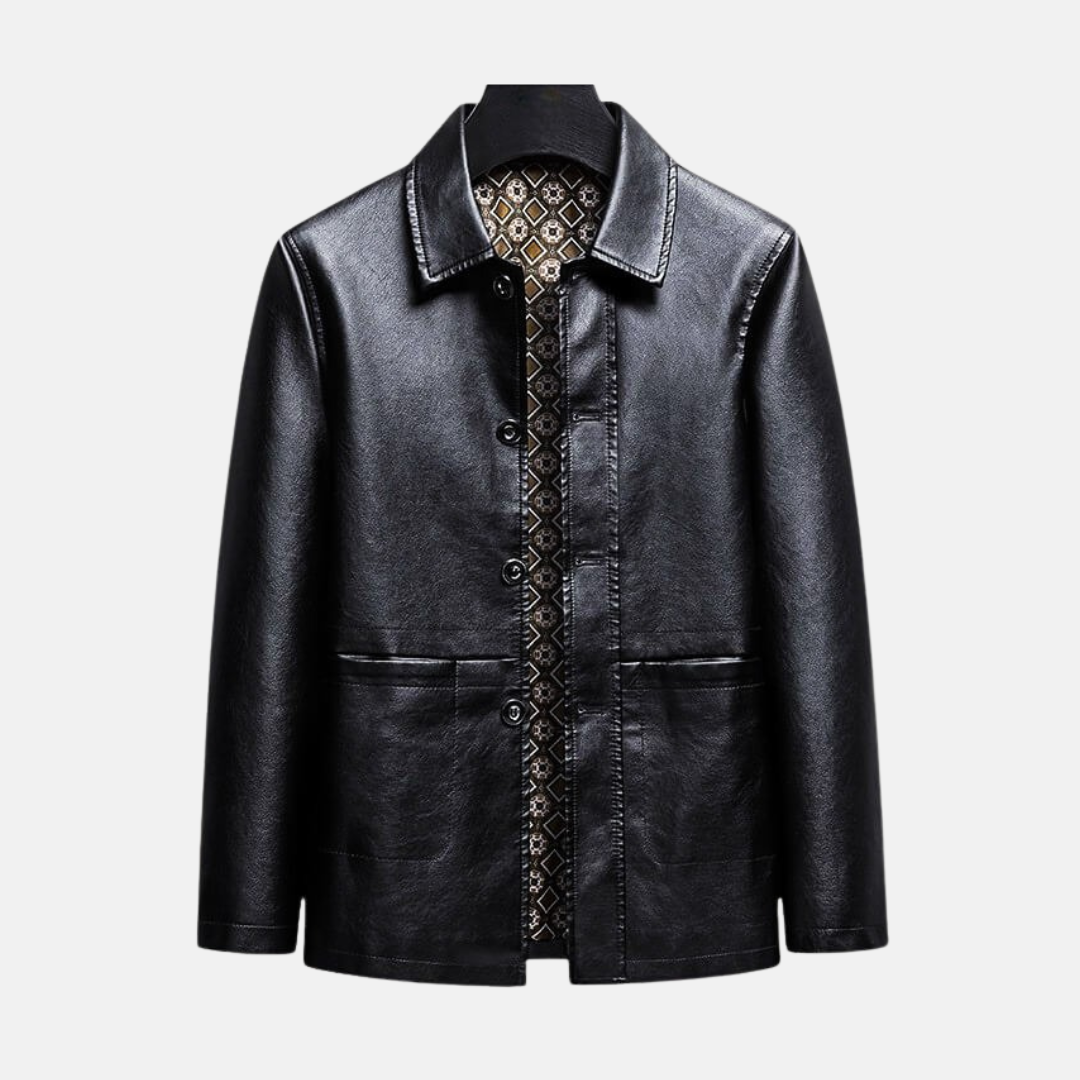 Regular Fit Faux Leather Single-Breasted Jacket