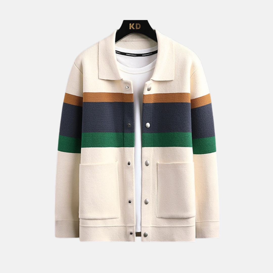 Cotton Blend Snap Button Pointed Collar Cardigan