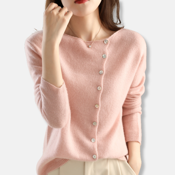 Knit Relaxed Fit Asymmetrical Neckline Cardigan